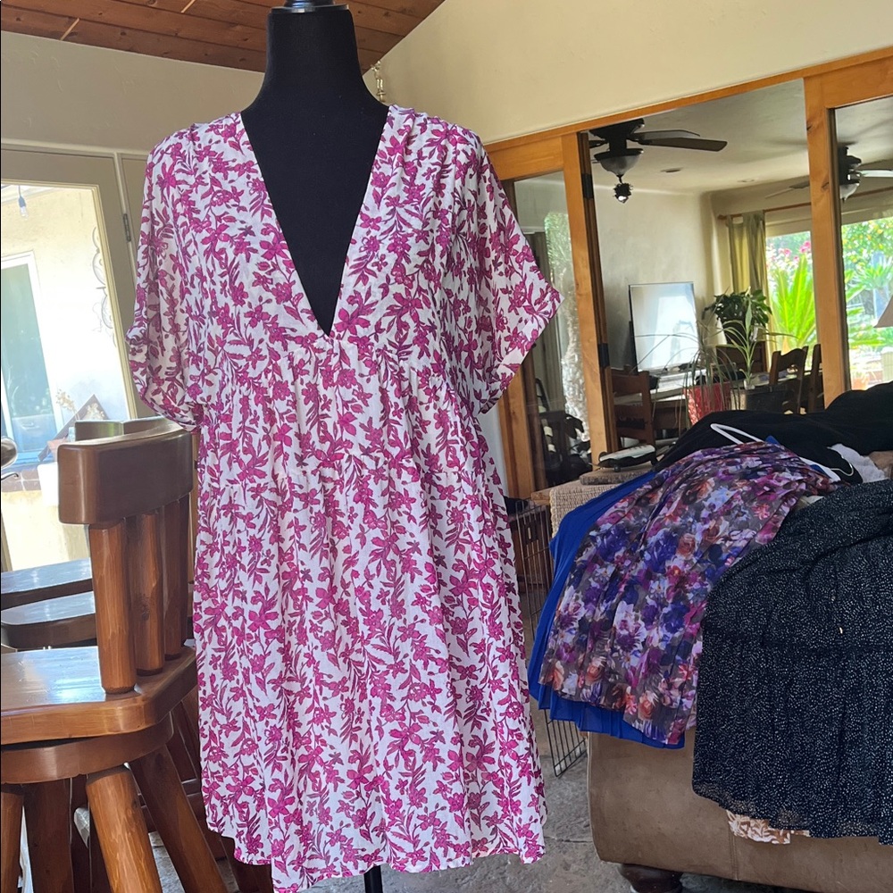 Free People Pink and White Babydoll M